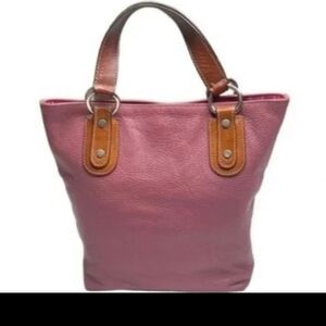 Maurizio Taiuti Women's Handbag Pink Tote with Brown Accents Leather Medium